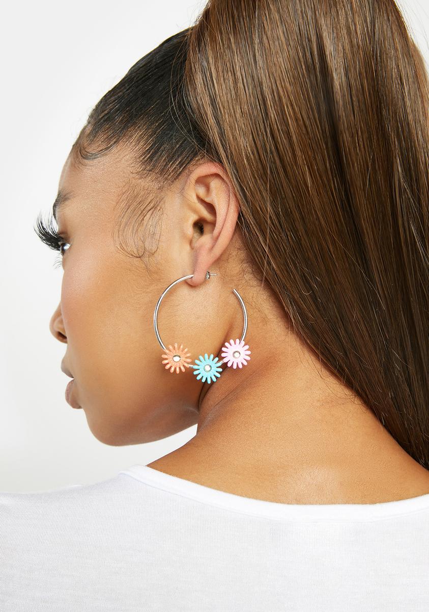 Pick My Petals Flower Hoop Earrings