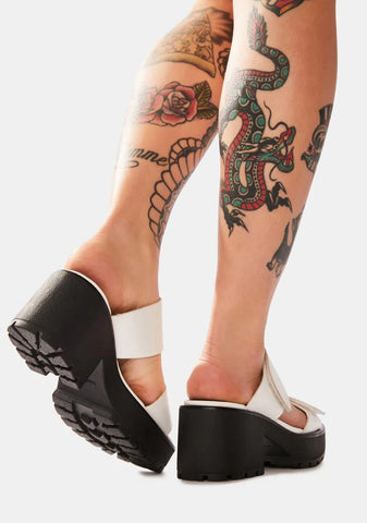 White Dioon Platform Sandals