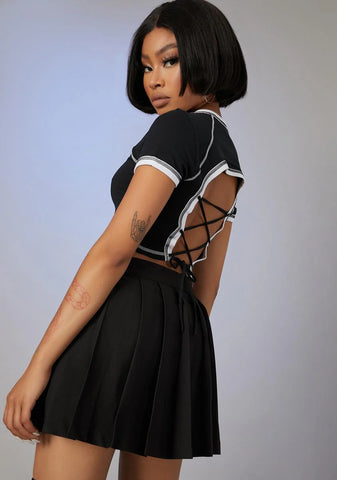 International Flights Pleated Skirt