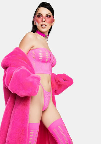 Baddie in Bandeau Top G-String Matching Stockings