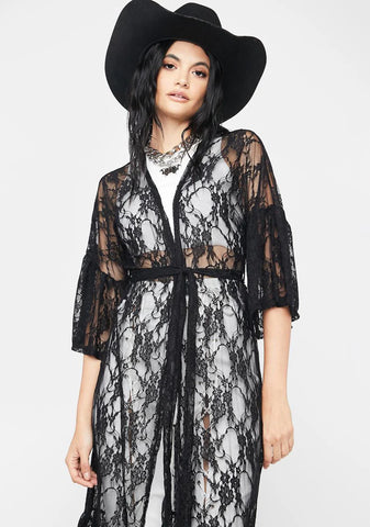 Transcend It All Lace Longline Cardigan