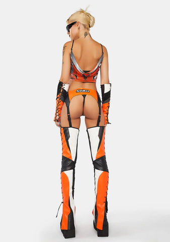 Orange Moto Suspender Chaps