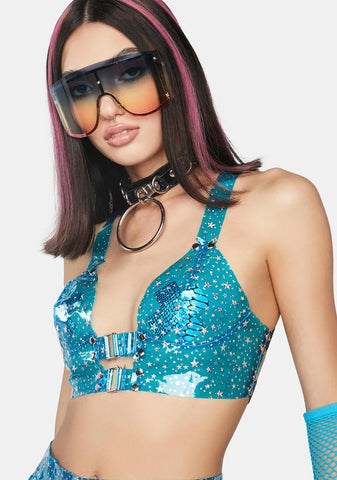 Aqua Chasing Starlight Vinyl Bustier
