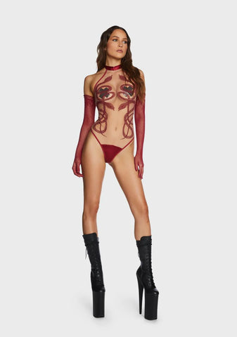 Dark Red Medusa Bodysuit