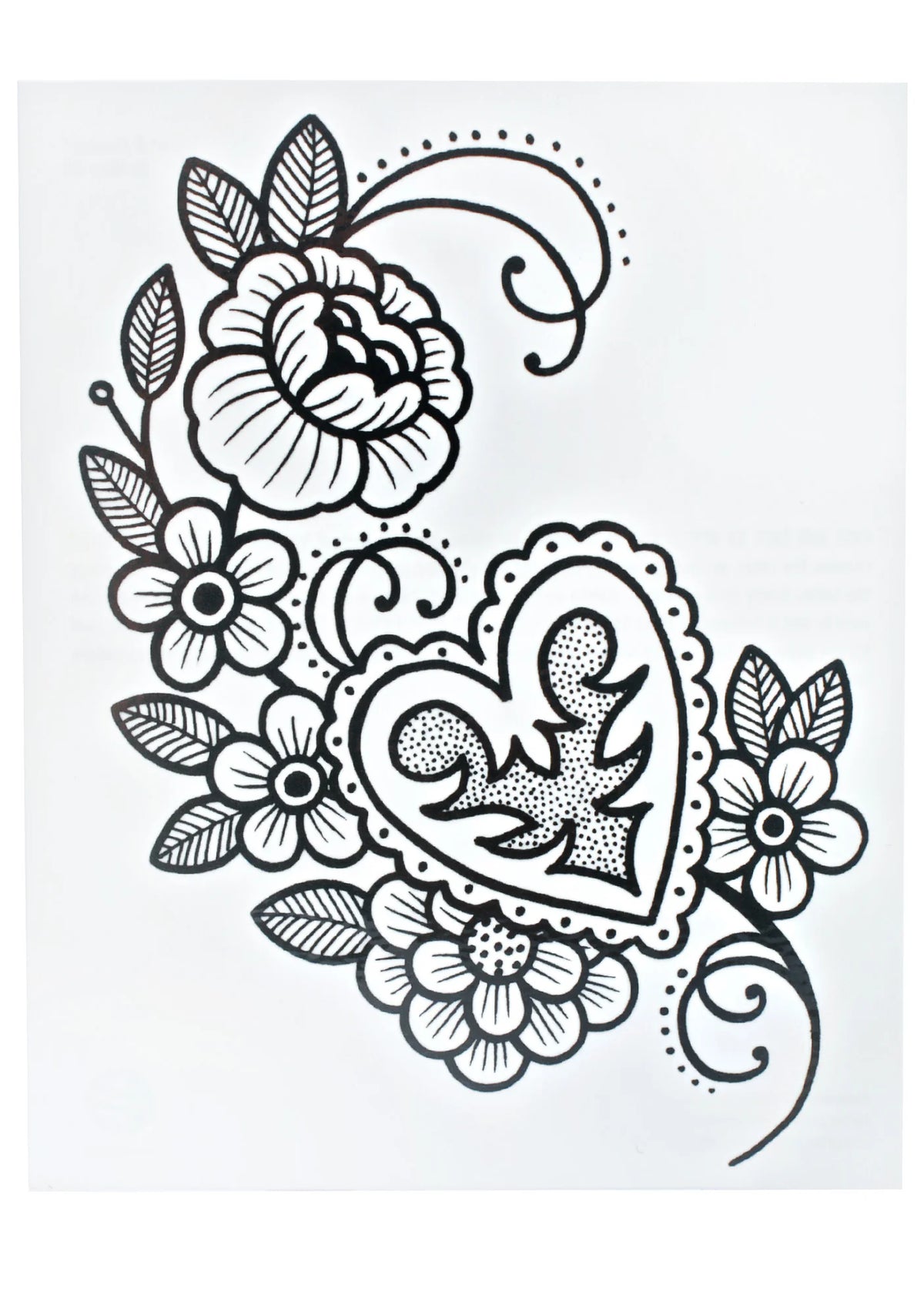 Heart & Flowers Temporary Tattoo