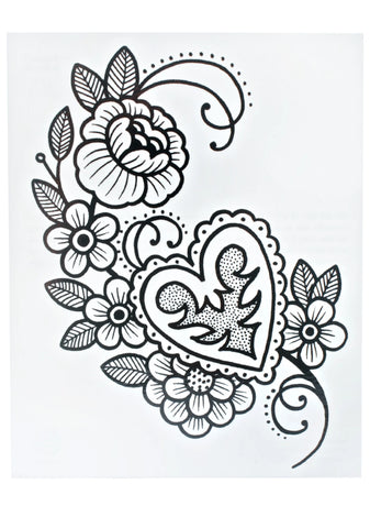Heart & Flowers Temporary Tattoo