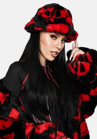 Dick Dollar Monogram Faux Fur Bucket Hat