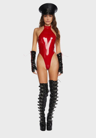 Liquid Diamonds Vinyl Halter Bodysuit