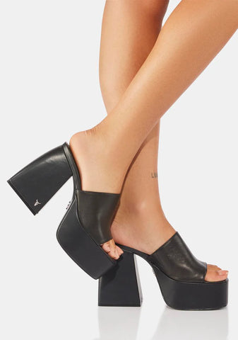 Highrise Black Leather Heels