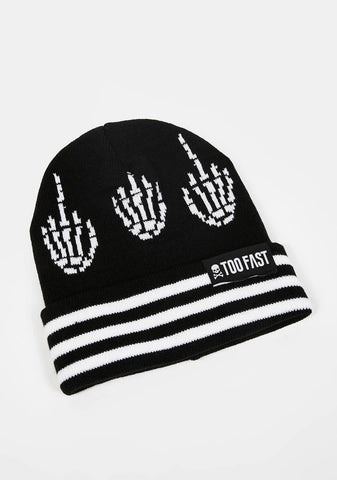 F Off Skeleton Knit Beanie
