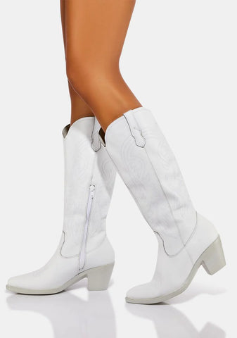 White Galveston Cowboy Boots