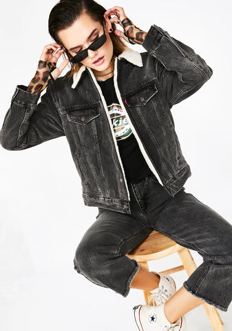 Fade To Black Ex Boyfriend Sherpa Trucker Jacket