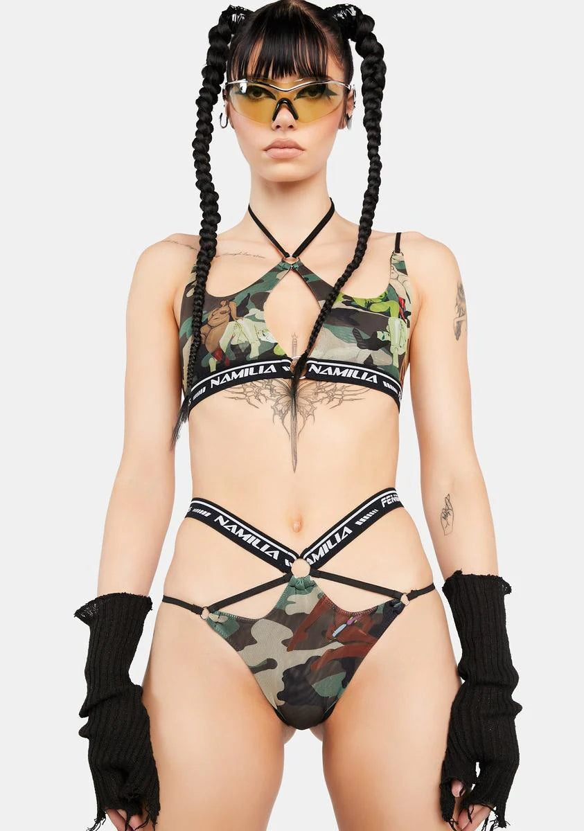 Self Love Camo Mesh Lingerie Set