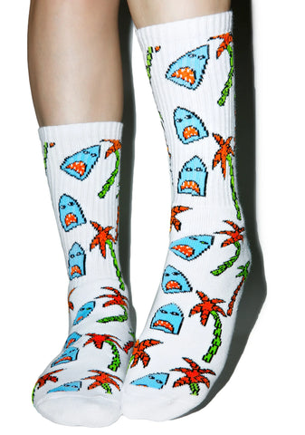 Anne Freeman Shark Attack Crew Socks