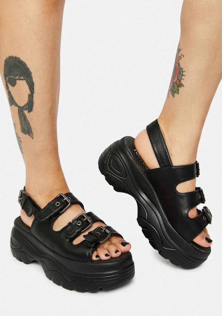 Black Out My Way Platform Sandals