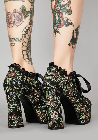 Nocturnal Garden Platform Mary Janes