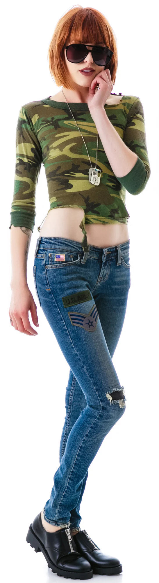 Skinny Army Patch Jeans