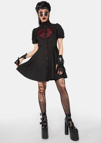 Heart Button Mini Dress