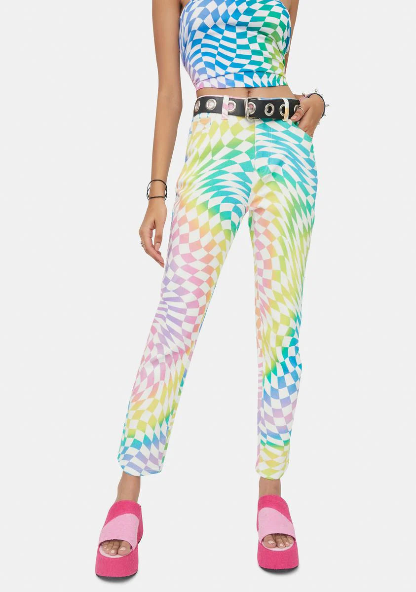 Surreal Life Checkered Crop Jeans