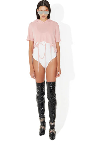 Total Knockout Distressed Crop Hoodie