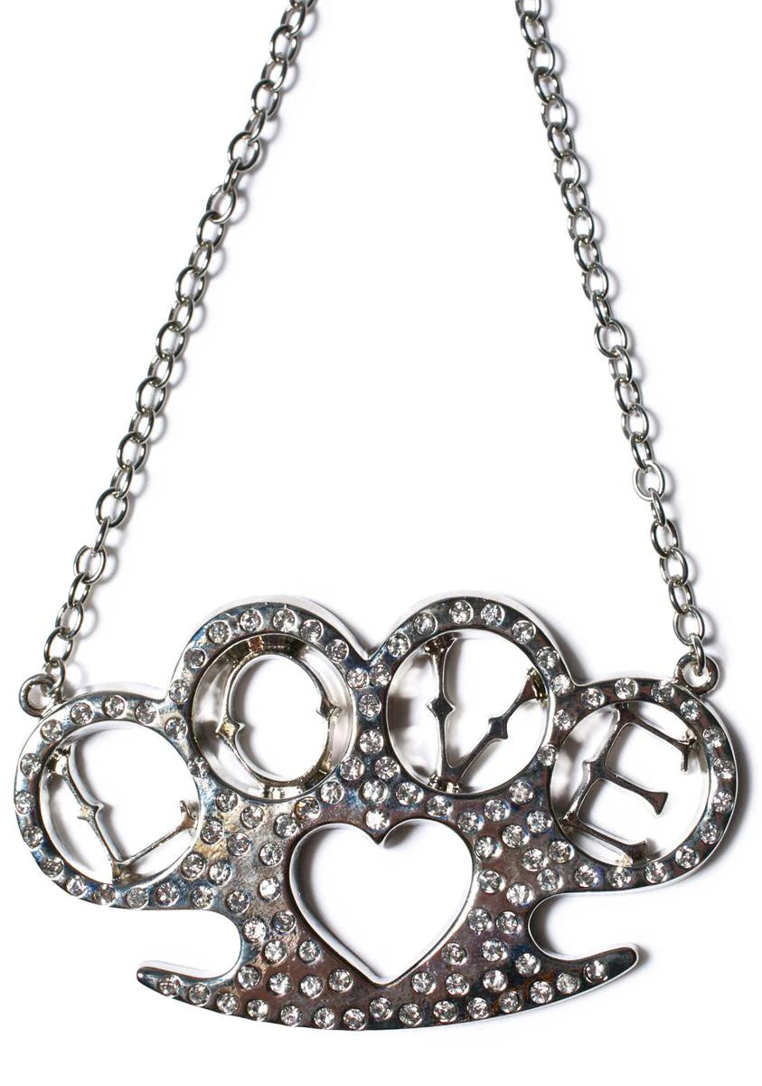 Heart Brass Knuckles Necklace