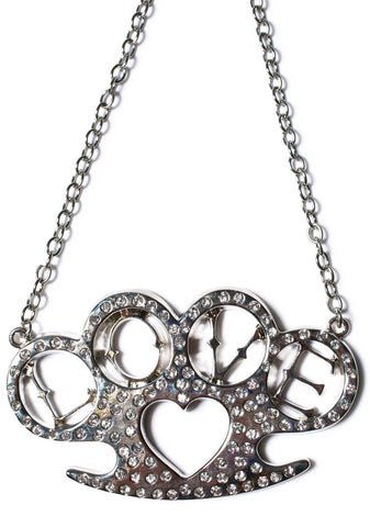 Heart Brass Knuckles Necklace