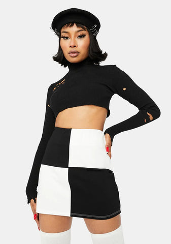 And Checkmate Bodycon Mini Skirt