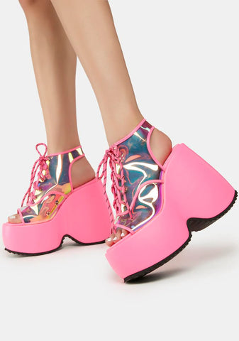 Pink Saphira Platform Wedges