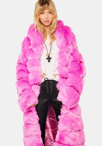 Luxe Jenny Pink Faux Fur Coat