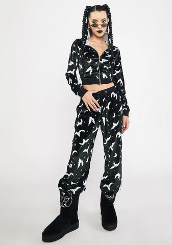 Bat Behavior Velvet Track Pants
