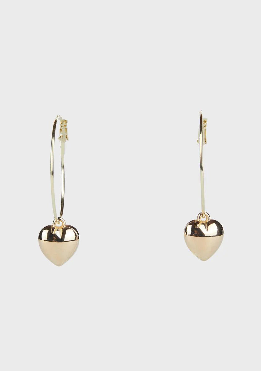 Have A Heart Hoop Earrings - Gold