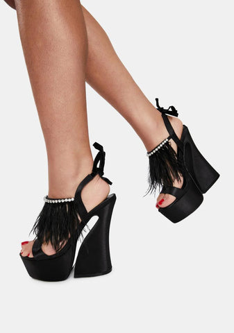 Noir Turn Up The Glam Feather Heels