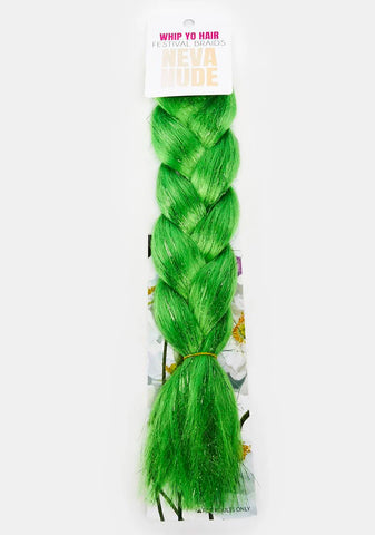 Neon Green Jumbo Braid With Tinsel