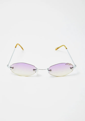 Pierced Gradient Oval Sunglasses