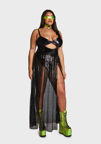 Plus Alien Encounter Sequin Skirt