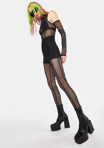 Noir Shake The Room Mesh Jumpsuit Set
