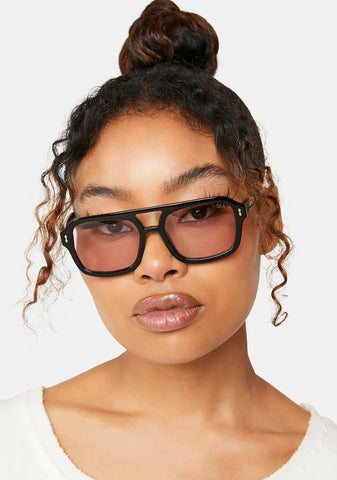 Royal Black Peach Aviator Sunglasses