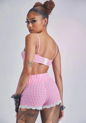 Baby Oo La La Gingham Lace Shorts Set