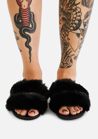 Hey Mailman Faux Fur Slides