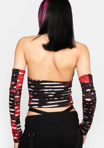 Distressed Mess Top And Arm Warmers