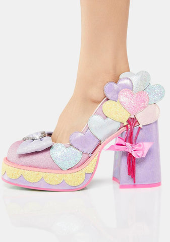 Balloons And Cake Block Heels