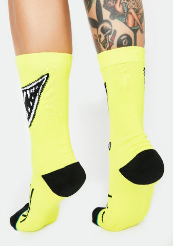 Yellow Grin Crew Socks