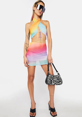 Top Tier Mesh Skirt Set