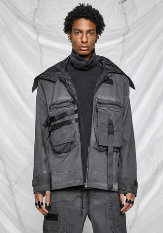 Synth Unisex Charcoal Washed Mask Utility Jacket