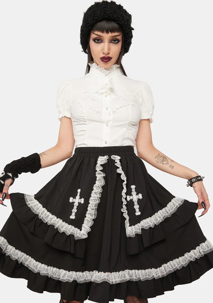Ruffle Cross Doll Skirt