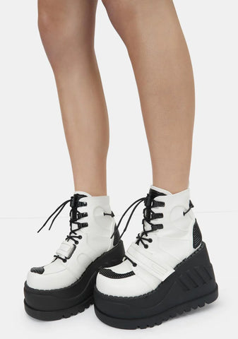 White Void Stomper Platform Wedge Boots