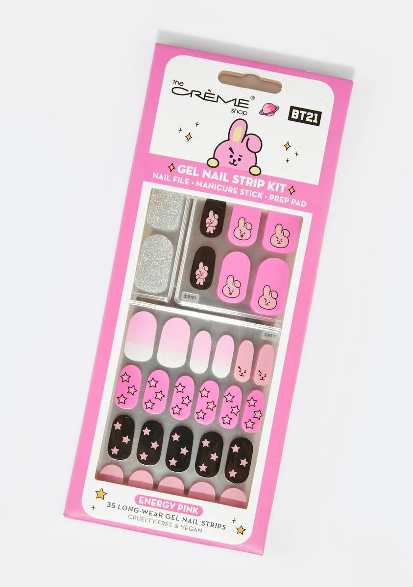 X BT21 Energy Pink Gel Nail Strips