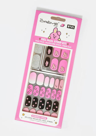 X BT21 Energy Pink Gel Nail Strips
