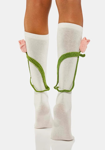 Candy Youth Bloom Crochet Socks