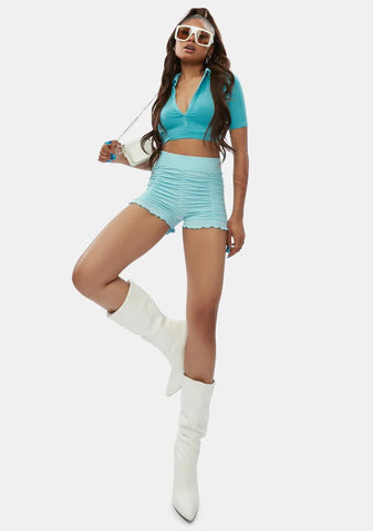 Aqua Too Blessed Ruched Frill Shorts